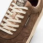 Maximinima Axis brown barefoot sneaker close-up showing upper material, laces and branding detail