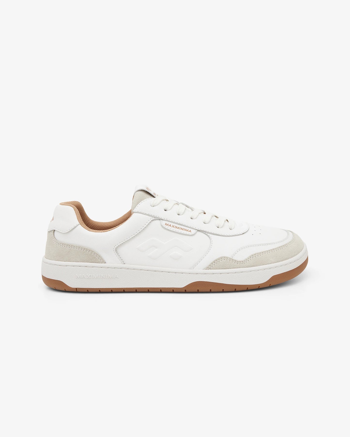 Maximinima Axis white barefoot sneaker side profile with wide toe box and zero-drop minimalist sole