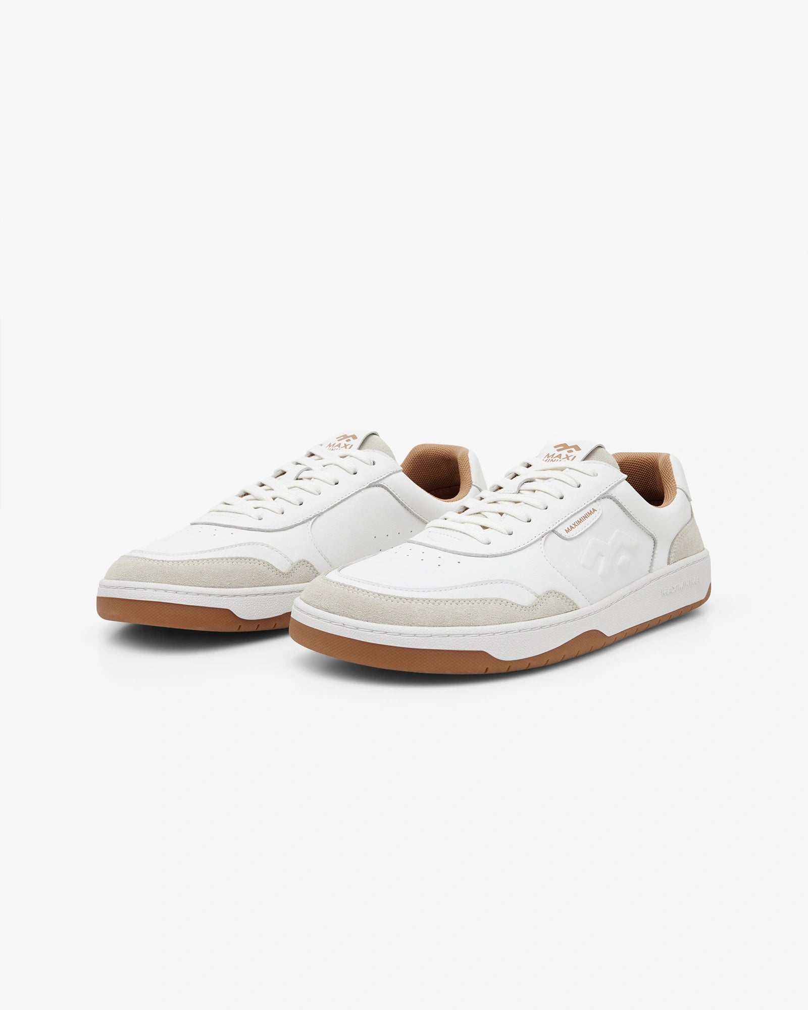 Maximinima Axis white barefoot sneakers angled pair view showing natural foot shape and minimalist design