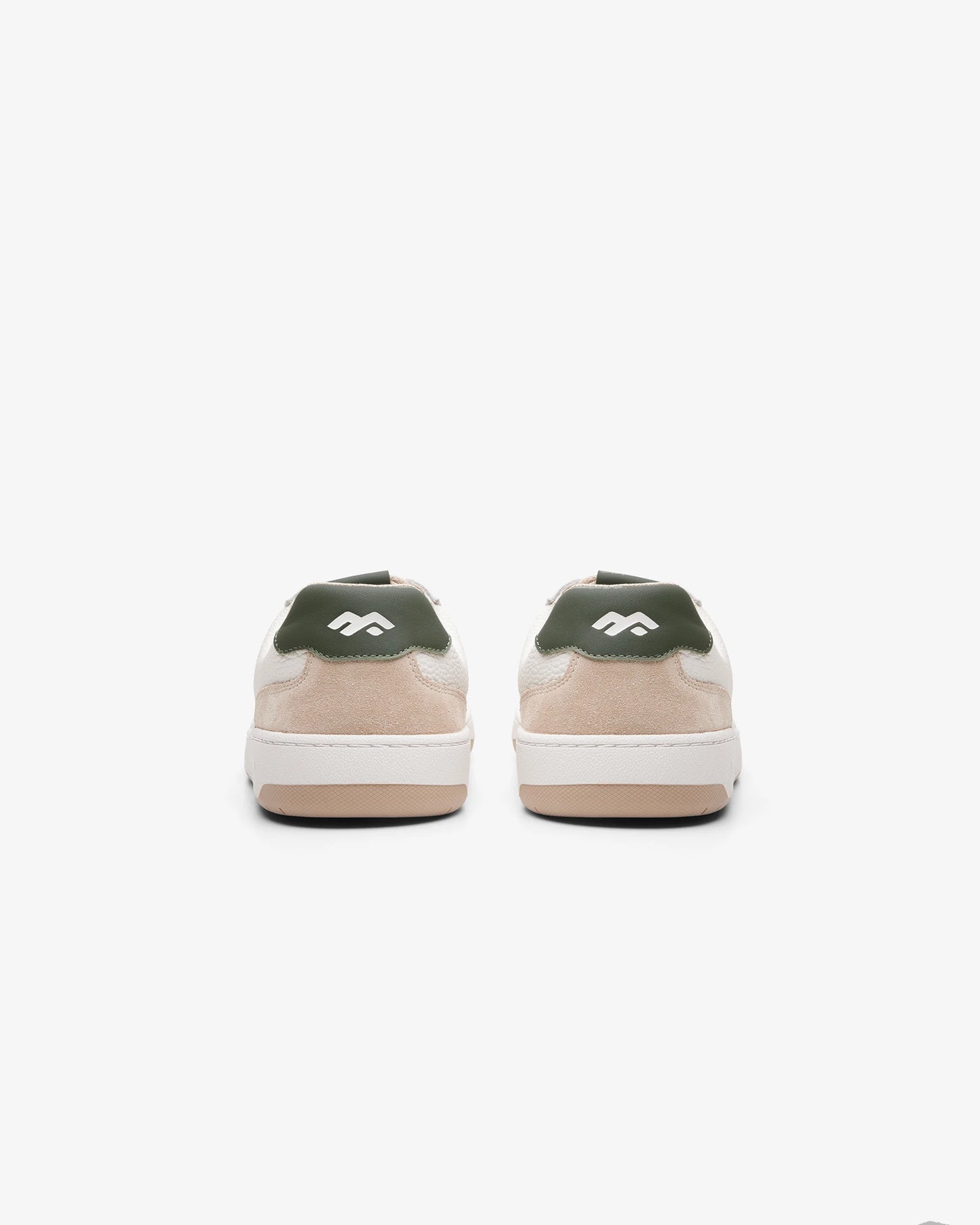 Maximinima Axis off-white and green barefoot sneaker rear heel view showing minimalist construction and natural shape