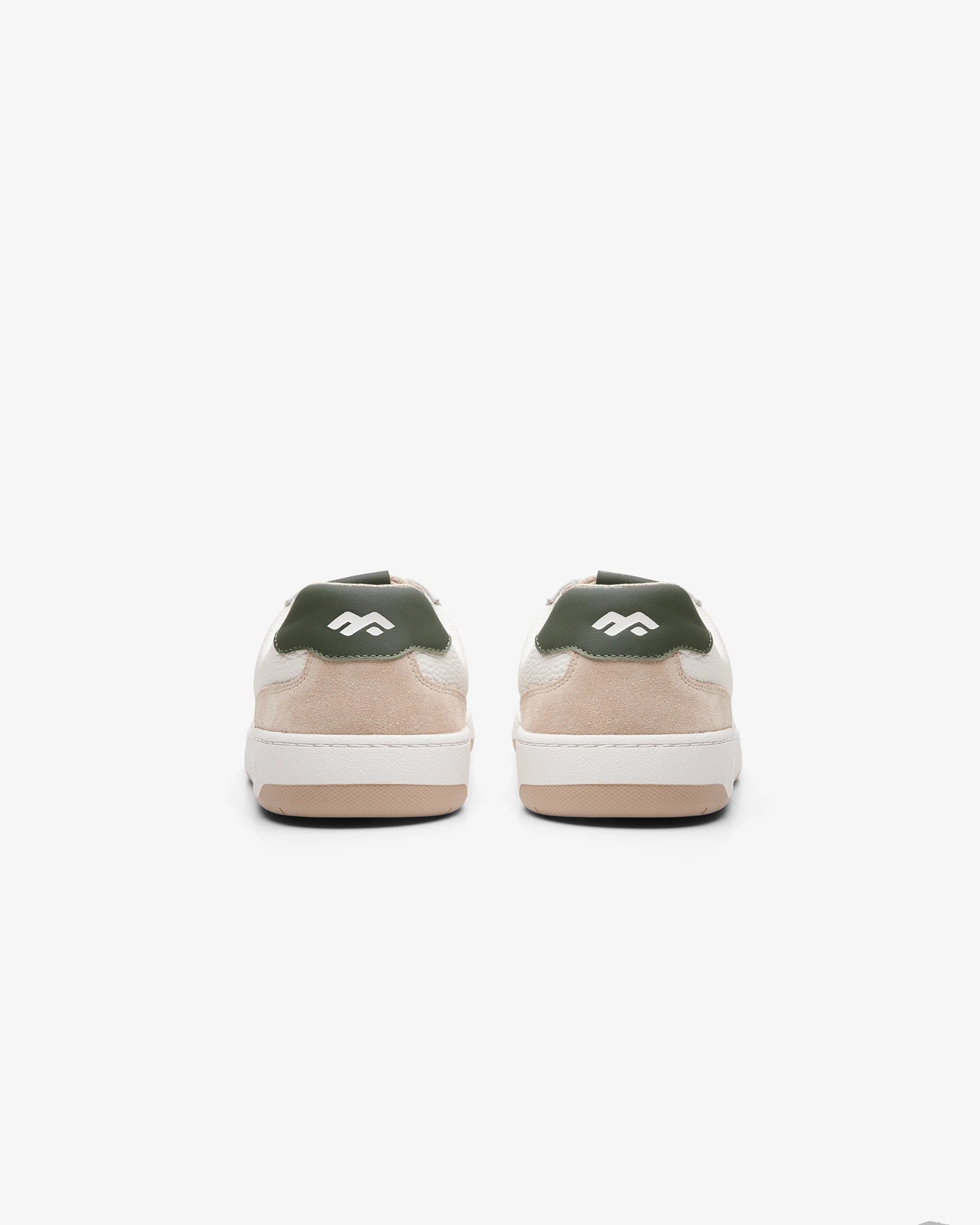 Maximinima Axis off-white and green barefoot sneaker rear heel view showing minimalist construction and natural shape